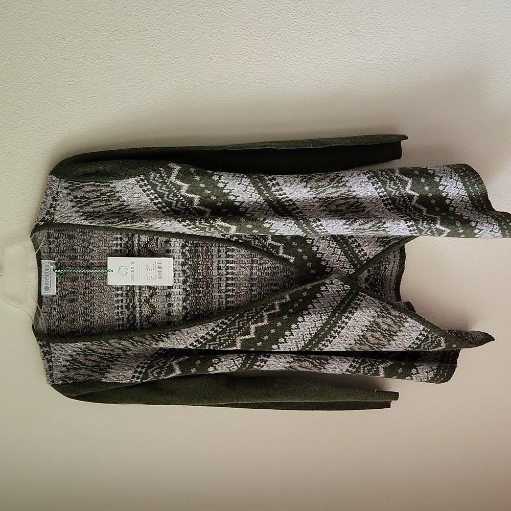 Aventura Olive Fair Isle Quincy Cardi cardigan sweater Sz M NWT Wool Cashmere